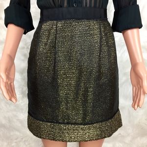 Ann Taylor Loft Gold Tweed Taffeta Overlay Skirt